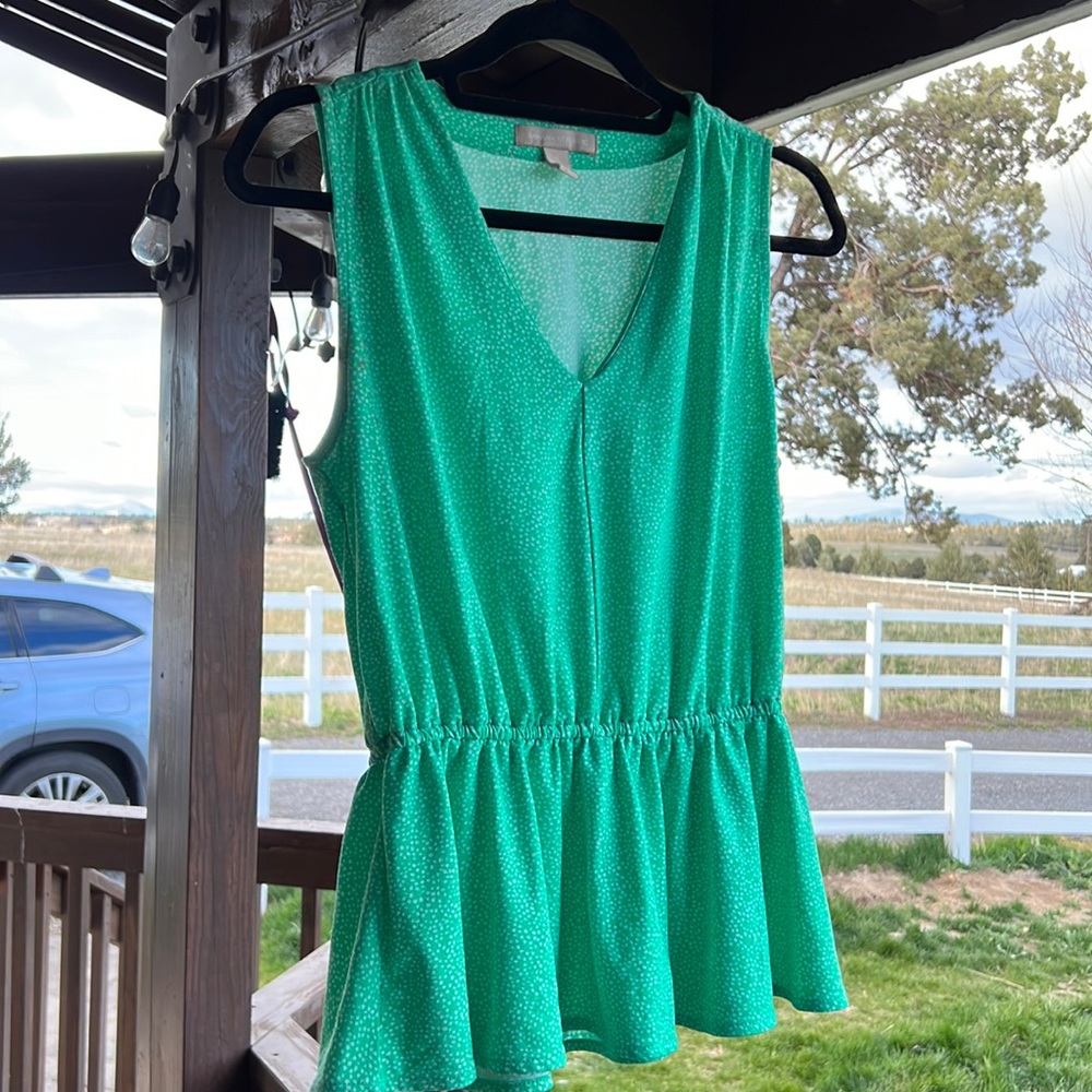 Neon Kelly Green Polka Dot Blouse